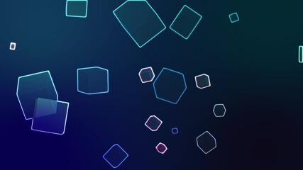 Abstract animation of blue purple background with glass cubes. 3D rendering cube looping video animation in 4k - Powered by Adobe