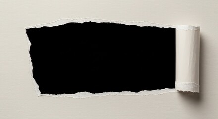 Ripped Beige Paper Opening with Black Background for Creative Designs