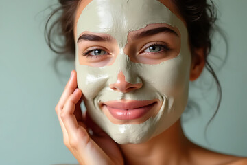 Fototapeta premium Relaxing spa treatment masking session home beauty content calm environment close-up self-care