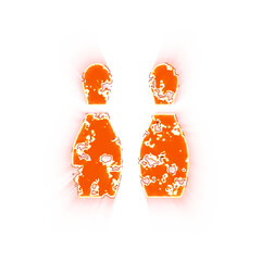 Burning icon bowling pins on transparent background. Looks like burnt paper