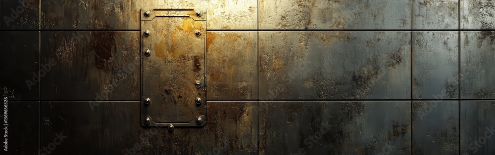 Poster Metallic background showcasing a deep gray surface with distinct texture and rust accents in an industrial setting