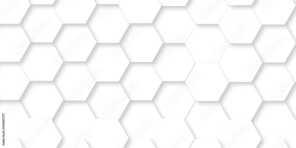 Poster abstract emboss white hexagonal background. luxury white pattern. vector futuristic minimal honeycom