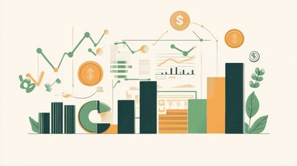 Dynamic representation of mutual fund growth showcasing trends, data analysis, and investment strategies in a modern style