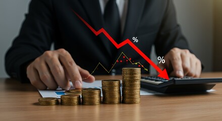 Financial Crisis Businessman Analyzing Decreasing Profits