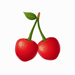 red, ripe cherries on white background isolate