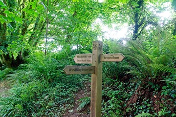 The South West Coast Path is a 1000 km long distance walking trail following the coasts of Somerset, Cornwall, Devon and Dorset in England - here the trail passes Clovelly in Cornwall