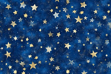 Elegant night sky background with golden stars for festive celebrations and magical atmosphere