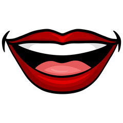 Red Lips Mouth Smile Illustration Cartoon