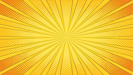 Obraz premium Bright color comic book halftone background with retro pop art dots