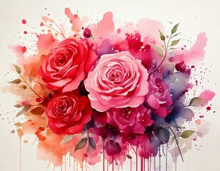 cute vector background of love and valentine day with pink heart balloon flouting on pink sky with clouds and rainbow. origami, paper cut style.