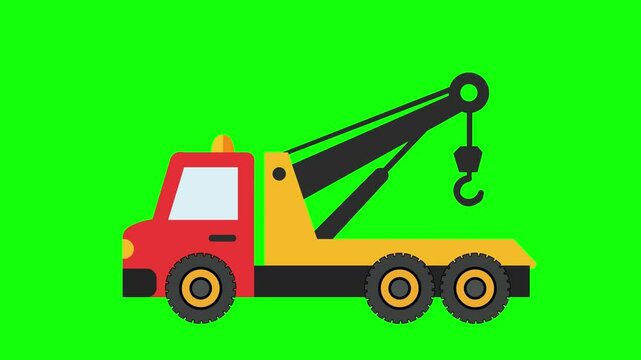 Tow Truck Animation with Green Screen Background | 4K Chroma Key Video