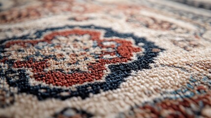 Fototapeta premium Intricate Textile Close-Up: A Detailed Look at a Richly Patterned Rug