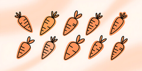 Cute stylized carrot illustrations for a healthy food or spring-themed design