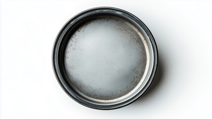A silver pan with a white background