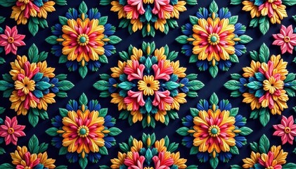 Intricate floral motifs within a tessellated hexagon pattern , elegant, abstract, shapes