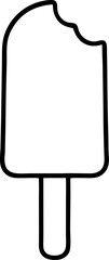 Ice cream icon, doodle bitten popsicle on stick. Summer cold dessert mascot, hand drawn ice cream icon vector illustration. Bitten Ice cream outline vector illustration