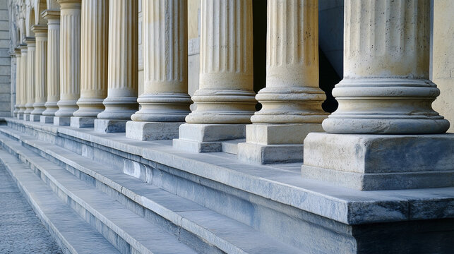 A row of pillars with steps leading up to them