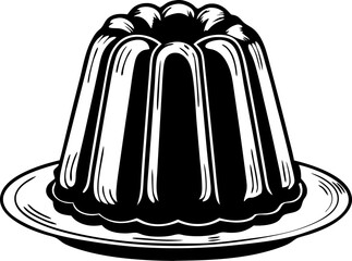pudding engraving black and white outline. dessert illustration cream silhouette pudding logo sweet icon food outline delicious creamy gourmet milk cake tasty 