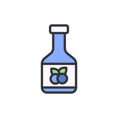 Blueberry syrup colored icons, minimalist vector illustration ,simple transparent graphic element .Isolated on white background