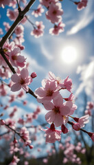 Obraz premium Blossoming Cherry Tree against Blue Sky
