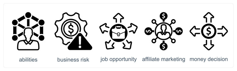 Fototapeta premium A set of 5 business icons as abilities, business risk, job opportunity
