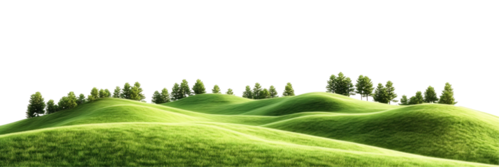 green field landscape isolated on white