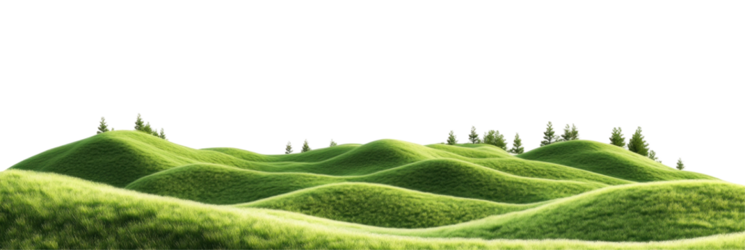 green field landscape isolated on whit