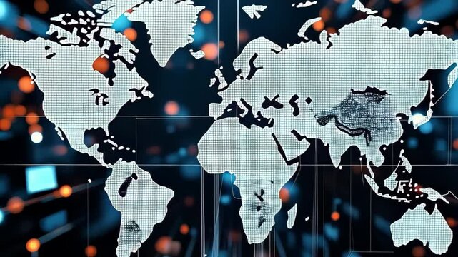 Global Network Digital World Map Abstract Technology Background Illustration