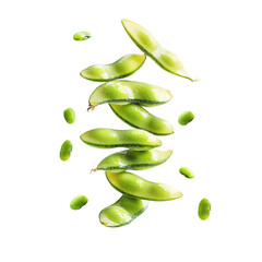 Edamame with half slices falling png