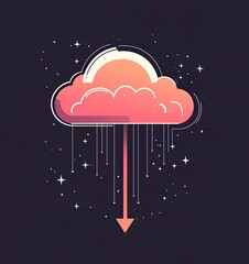 World Backup Day vector illustration with cloud and arrow, . Vector Illustration Design for web banner, poster, flyer, sticker, business card, lettering. Flat style cartoon, simple minimalist concept 