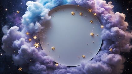 Fototapeta premium Mystical Cosmic Cloud Border with Glowing Lights Background
