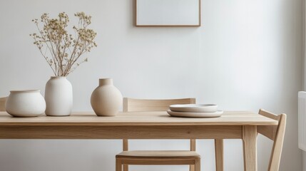 Wooden dining chair with a natural finish, showcasing clean lines and craftsmanship, set against a crisp white backdrop