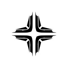 Abstract Geometric Cross in Grayscale: Modern Design Element