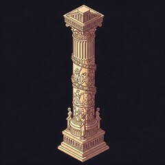 Isometric pixel art neoclassical Victory column