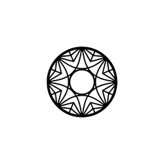 Geometric Mandala on White Background, Minimalist Design Element