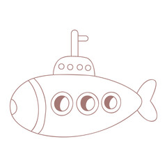 A submarine. Outline. Isolated on white background.