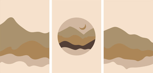 Abstract Mountain Aesthetic wall art vector.