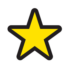 Black line icon cute yellow star