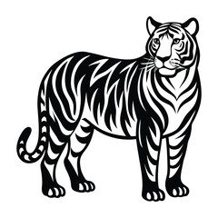 Obraz premium Zebra and Tiger Vector Illustration Cartoon Animals in Wild Safari Design