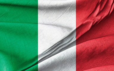 Italian National Flag with Green, White, and Red Colors in Gentle Folds