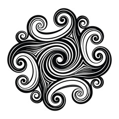 Fototapeta premium Vintage abstract floral pattern with swirls and curls in black and retro design