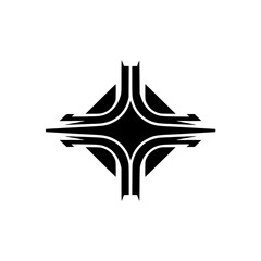 Geometric Black Starburst Logo on White Background