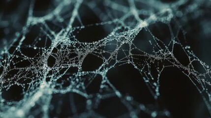 A Close Up View Of a Dew Covered Spider Web
