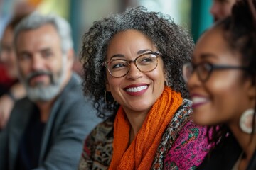 Diverse people talking in groups during a break