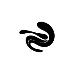 Abstract Black Swirl Design on White Background, Minimalist Graphic