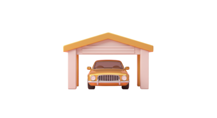 Isolated Car Parked Inside a Yellow Garage