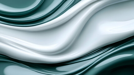 Fototapeta premium Emerald Green and White Liquid Abstract Background with Soft Waves