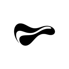 Abstract Flowing Black Shape on White, Modern Logo Design