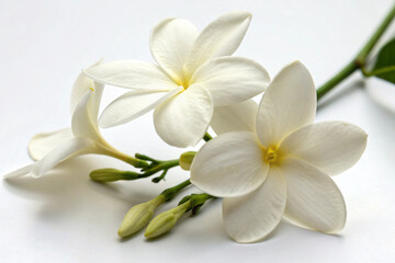 Jasmine flower photography on white background