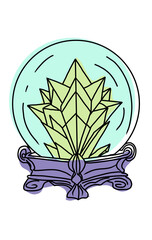 Hand drawn vector illustration of a magic crystal, esoteric theme, tattoo design.